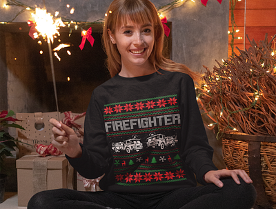 Ugly Christmas Sweatshirt For Firefighter adobe illustrator adobe photoshop christmas christmas present firefighter firefighter sweatshirt gearbubble graphic design merry christmas ugly christmas sweatshirt ugly sweatshirt ui winter winter sweatshirt