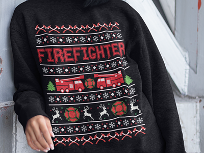 Christmas Present For Firefighter adobe illustrator adobe photoshop design firefighter firefighter sweatshirt gearbubble graphic design illustration sweatshirt sweatshirt for firefighter ugly christmas sweatshirt ugly sweatshirt ui winter winter sweatshirt