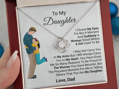 Present For Daughter adobe illustrator adobe photoshop daughter gift father and daughter gearbubble graphic design love knot necklace message card shineon message card ui