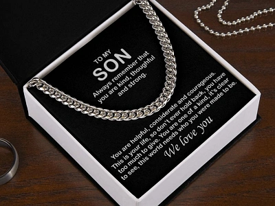 A present for SON from Mom and Dad adobe illustrator adobe photoshop christmas cuban chain daughter gearbubble gift for son from mom dad graphic design message card present for son shineon message card son ui