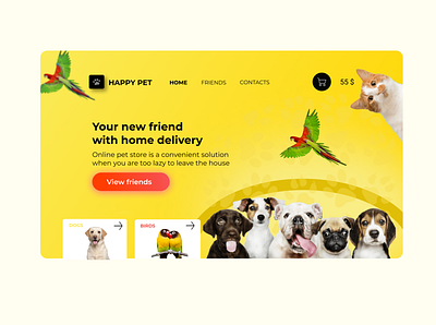 Cover for "happy pet" e-shop design e shop cover typography ui ux website cover zoo e shop