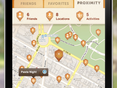 Proximity app design ios iphone location map pin