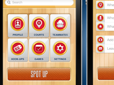 Spot Up Again app basketball court icons ios iphone steelfish wood