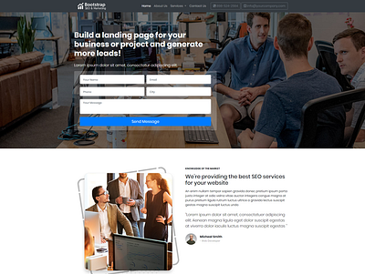 Bootstrap landing page for your company lead generation bootstrap template bootstraplily free bootstrap template free download free landing page free template free website free website template freebie