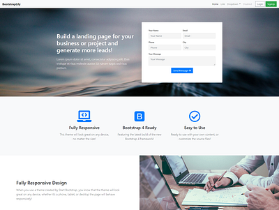 Simple landing page design using bootstrap 4 bootstrap template bootstraplily free bootstrap template free landing page free website free website template freebie