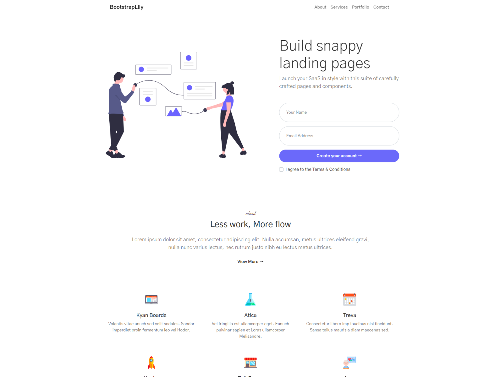 Free bootstrap landing page for any purpose by Bootstraplily.com on ...