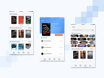 Casual Reading App blue books debut ideas mobile ui ui exploration