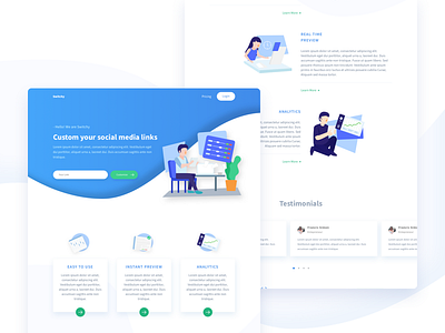 Simple Landing Page blue clean icon illustration landing page service simple website