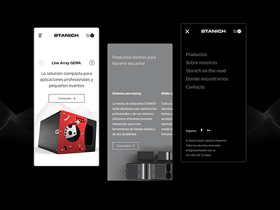 Stanich Audio website black and white minimalist shopping cart sound speakers uidesign uiux ux design website website design