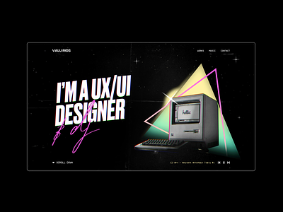 Valu Rios personal website 80s 80s style game design gaming oldschool retrowave synthwave ui uidesign web web design