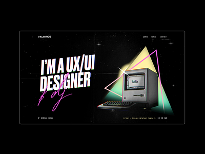 Valu Rios personal website 80s 80s style game design gaming oldschool retrowave synthwave ui uidesign web web design