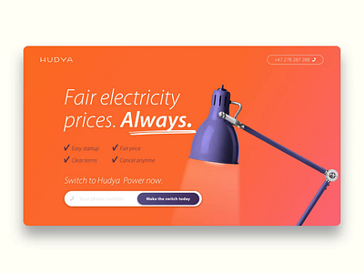 Hudya Power landing page gradient landing landing page landing page design norway orange power ui ui design ux ux design web web design