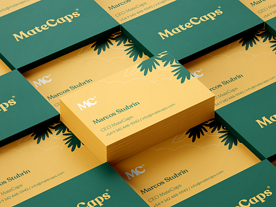 MateCaps - business cards brand branding business card business card design design green stationary stationary design yellow