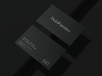 DelaFuentes business cards black brand branding bussines card design foil stamp logo logo design logotype silver stationery typography