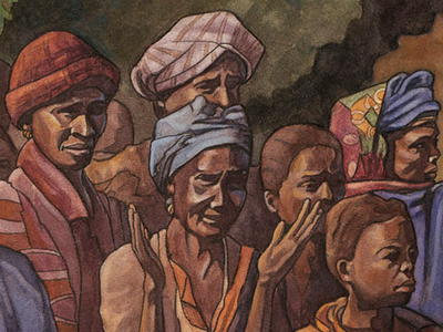 detail of Le Maître à Sangbarala - watercolor illustration painting watercolor