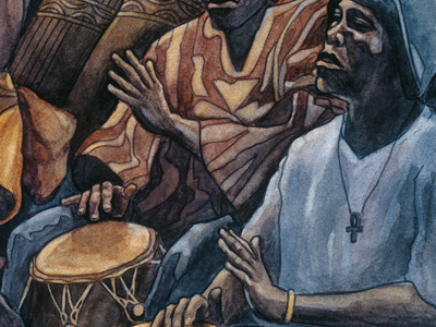 detail of "Kpanlogo" - watercolor illustration painting watercolor