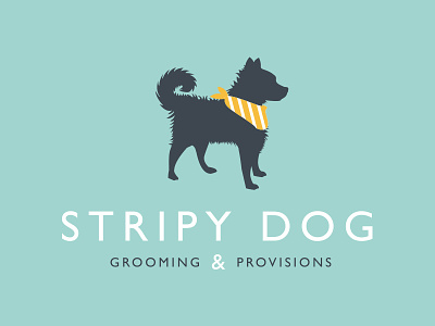 Stripy Dog Logo branding dog grooming logo shop store