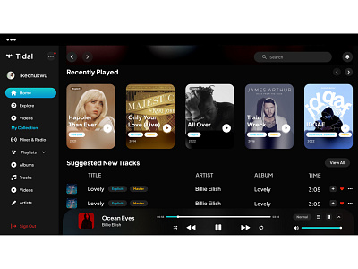 Tidal Music Streaming Platform Redesign design figma graphic design product design ui ux