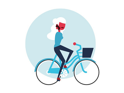 Girl calling on bike animation bike blue character design fashion flat girl google illustration kuilder timo