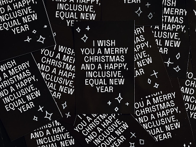 Merry Christmas and an Equal New Year 2019 black card christmas diversity equal equality gay inclusive inclusivity merry new print white year