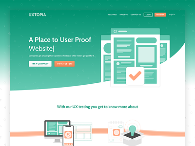 Uxtopia — Landing Page first shot hello dribbble homepage landing page online platform sketch app startup ui ux ux testing web app web design