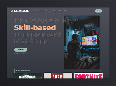Z League Tournament Gaming Site gaming redesign ui design web design