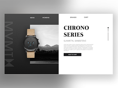 MVMT Watch landing page redesign bold bold font ecommerce landing page monocromatic online shop