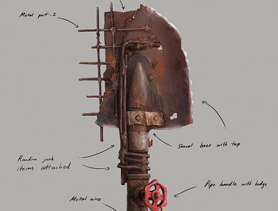 Game Design - Weapon Concept - "Diggy" concept art illustration shovel weapon design weapons