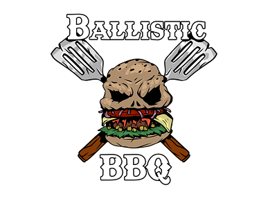 Merchandise Graphics: Ballistic BBQ (Burger Skull) bbq burgers digital painting food graphic art illustration merchandise