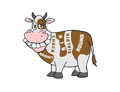 Promotional Cartoon: Smiling Emotional Support Cow! bbq cartoon character design cow food graphic art illustration