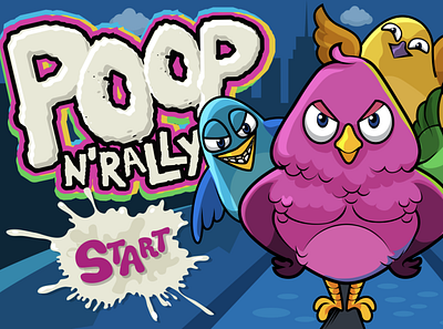 Game Artwork: "Poop N' Rally" Main Screen 3d models character design digital painting fantasy game development gaming graphic art heroes illustration video games