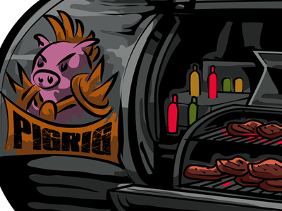 Concept Art: "The Pig Rig" Post-Apocalyptic Food Truck food food truck graphic art post apocalyptic