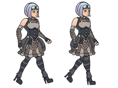 Sprite Sheet: Steampunk Anime Character