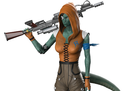 Character Design: "Lyra" (Sniper Class) characer design dinos dinosaur gaming shooter sniper