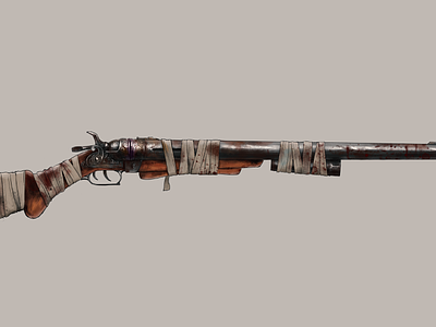 Weapon Design: "Pappy" (The Trusty, Rusty) concept art gaming shotgun weapon design