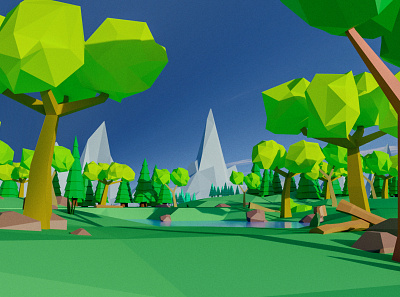 Low Poly World Development: The Forest digital painting gaming graphic art illustration low poly