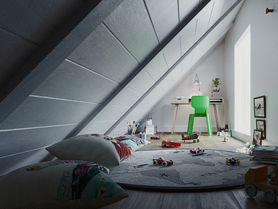 Home Development: 3D Render of Children's Playroom Nook