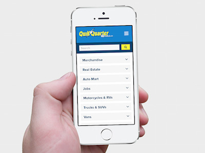 Quick Quarter Mobile classifieds mobile mobile navigation responsive user friendly web design website