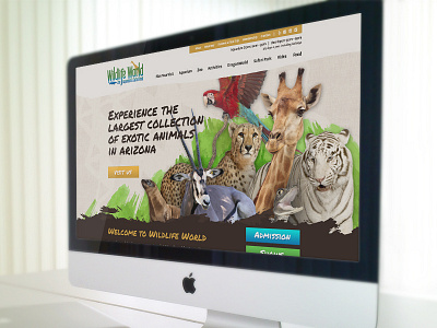 Wildlife World animals header hero imac mock up web design website zoo