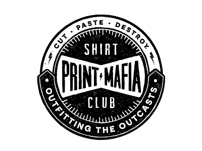 Print Mafia Shirt Club Badge badge black club crest logo print mafia seal shirt texture white