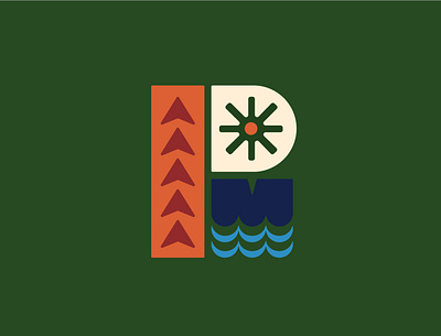 P. M. branding geometric green identity logo shapes typographic