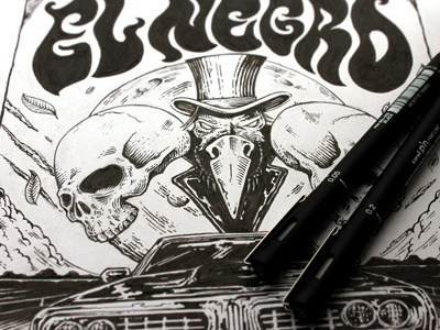 El Negro detail poster rock skull typography