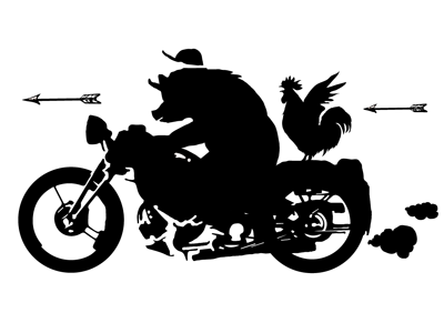 Silhouette for a food truck logo chicken pig