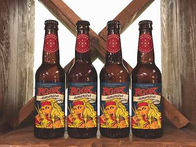 Rock America beer blonde girl label lizard rock