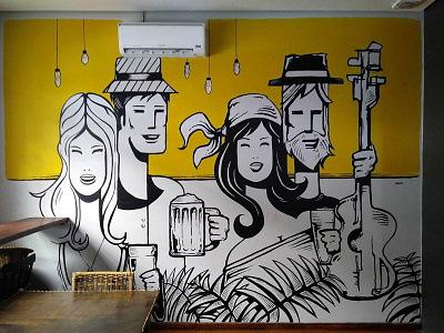 Couples - Hbier Pub beer brew characters painting wall