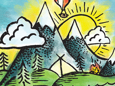camping retreat design handdrawn illustration illustrator mountain illustration mountains outdoor outdoor industry vector