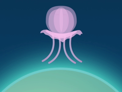 Hello Dribbble! animation dribble debut first shot happy hello illustrator jellyfish motion movement new member
