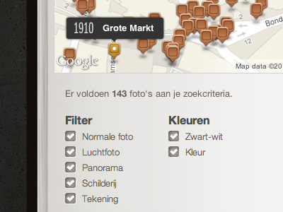 Maps interface filter google maps gui map marker tooltip
