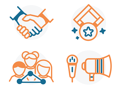 Icons WIP — commitment, motivation, teamwork, communication