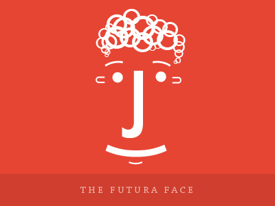 Futura Face bright colour curly emoticon emotion face flat font futura hair male man punctuation red sans serif smile smiley text type typography